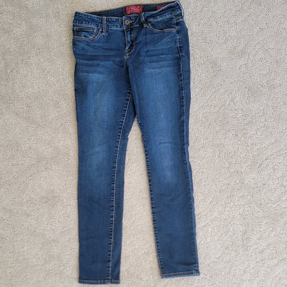 Lucky Brand Leyla Skinny Jeans Size 6 / 28 Dark Wash Stretch Denim 30x28